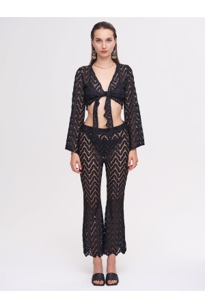 Jude Siyah Crop Top & Pantolon Set