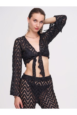 Jude Siyah Crop Top & Pantolon Set