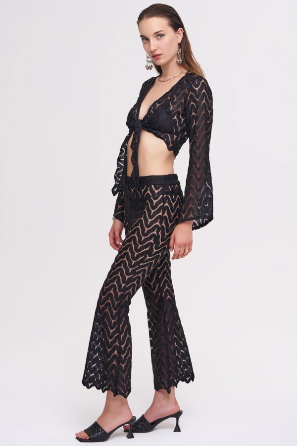 Jude Siyah Crop Top & Pantolon Set
