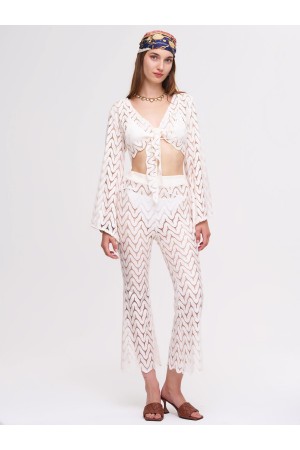 Jude Beyaz Crop Top & Pantolon Set