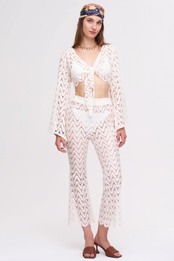 Jude Beyaz Crop Top & Pantolon Set