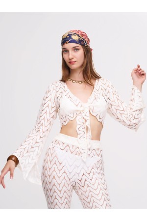 Jude Beyaz Crop Top & Pantolon Set