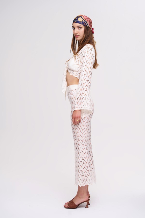 Jude Beyaz Crop Top & Pantolon Set
