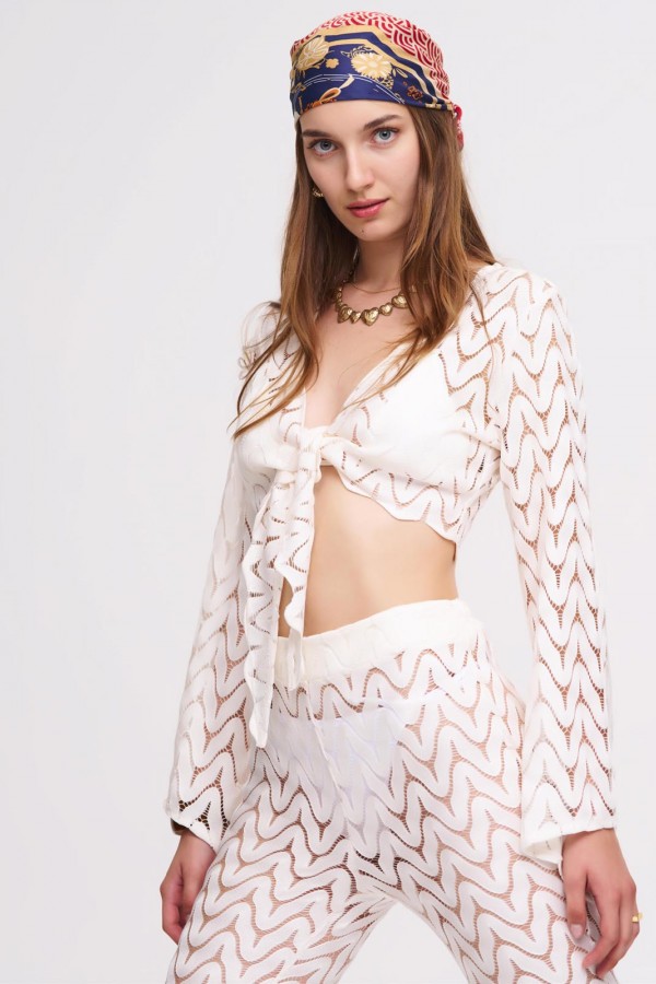 Jude Beyaz Crop Top & Pantolon Set