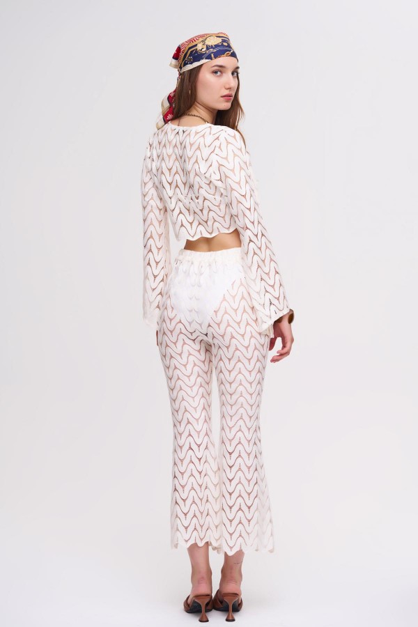 Jude Beyaz Crop Top & Pantolon Set